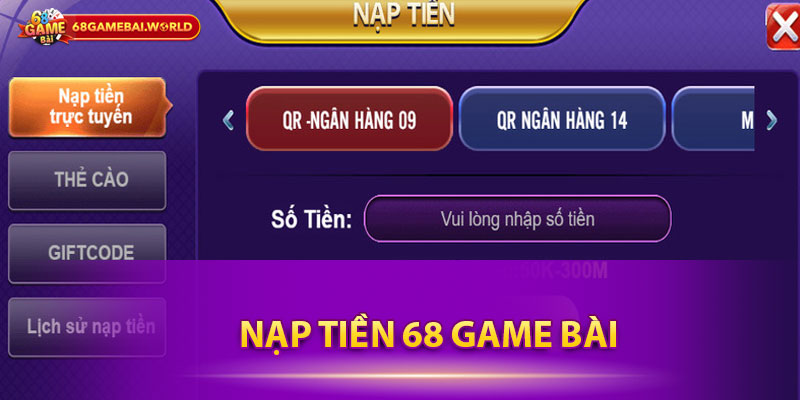 nạp tiền 68 Game Bài